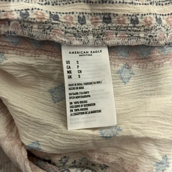 American Eagle Boho Blouse Peplum Long Sleeve Peasant Top Size Small Like New - Picture 4 of 5